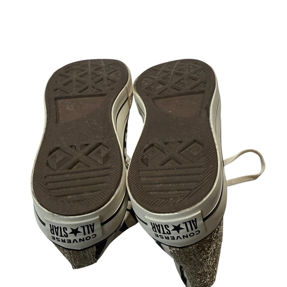 Custom Converse Zebra Stripe High-Top Sneakers With Gold Sparkles. 💖 - Picture 9 of 12